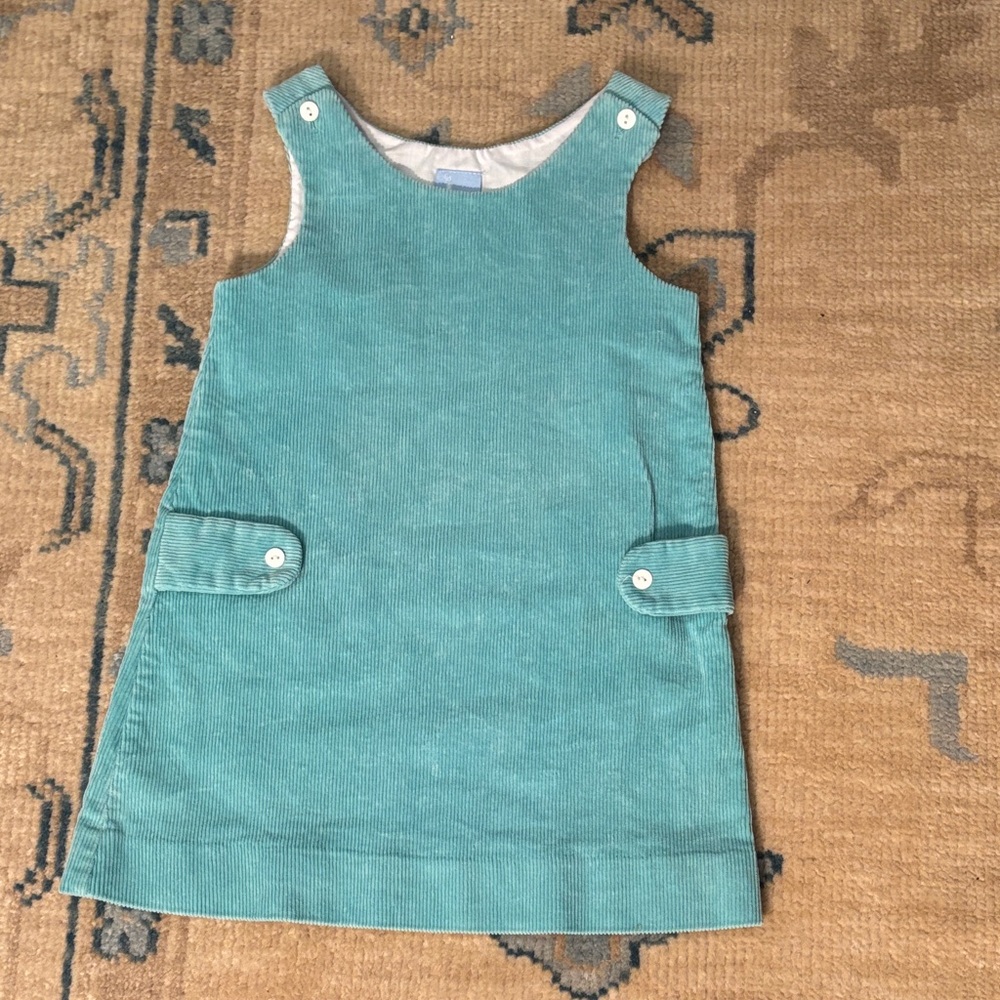 Turquoise Corduroy Pinafore Dress